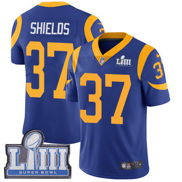 #37 Limited Sam Shields Royal Blue Nike NFL Alternate Men's Jersey Los Angeles Rams Vapor Untouchable Super Bowl LIII Bound