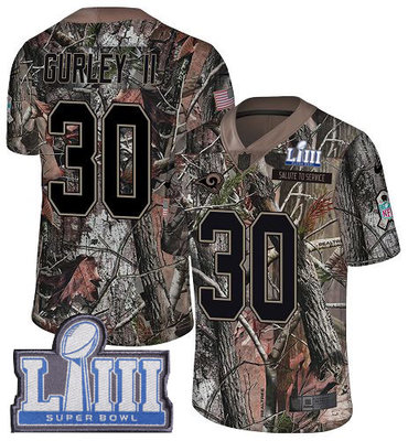 #30 Limited Todd Gurley Camo Nike NFL Men's Jersey Los Angeles Rams Rush Realtree Super Bowl LIII Bound