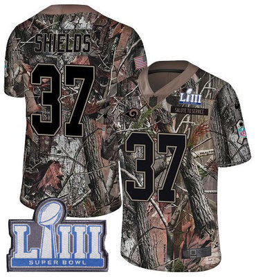 #37 Limited Sam Shields Camo Nike NFL Men's Jersey Los Angeles Rams Rush Realtree Super Bowl LIII Bound