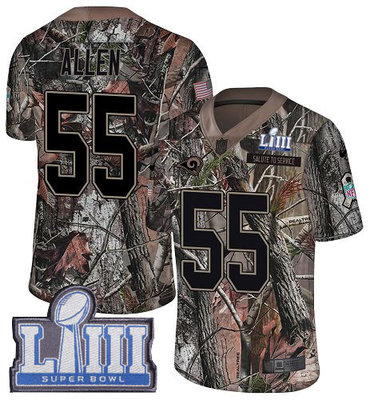 #55 Limited Brian Allen Camo Nike NFL Men's Jersey Los Angeles Rams Rush Realtree Super Bowl LIII Bound