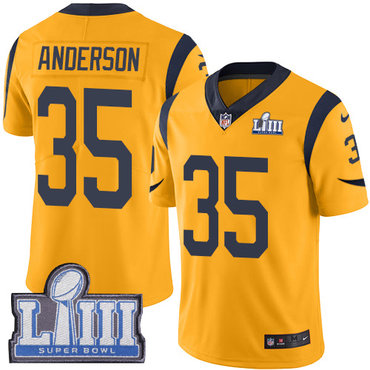 #35 Limited C.J. Anderson Gold Nike NFL Men's Jersey Los Angeles Rams Rush Vapor Untouchable Super Bowl LIII Bound