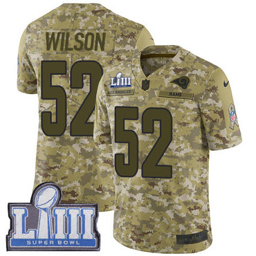 #52 Limited Ramik Wilson Camo Nike NFL Men's Jersey Los Angeles Rams 2018 Salute to Service Super Bowl LIII Bound