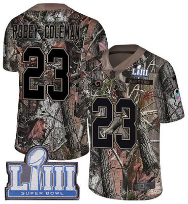 #23 Limited Nickell Robey-Coleman Camo Nike NFL Men's Jersey Los Angeles Rams Rush Realtree Super Bowl LIII Bound