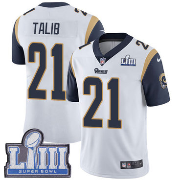 #21 Limited Aqib Talib White Nike NFL Road Men's Jersey Los Angeles Rams Vapor Untouchable Super Bowl LIII Bound