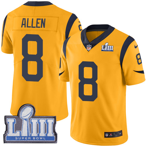 Men's Los Angeles Rams #8 Brandon Allen Gold Nike NFL Rush Vapor Untouchable Super Bowl LIII Bound Limited Jersey