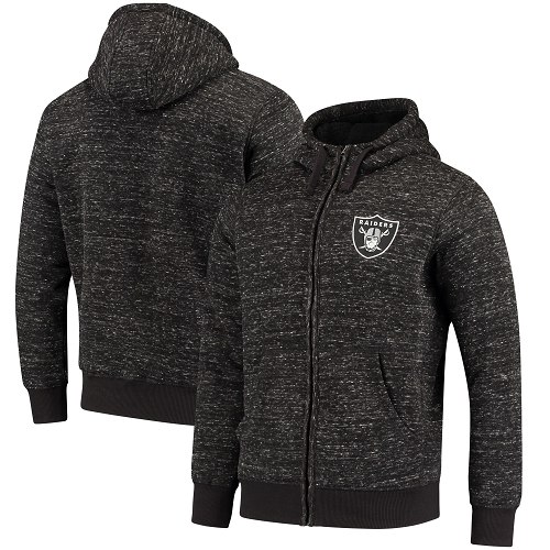 Men's Oakland Raiders G-III Sports by Carl Banks Heathered Black Discovery Sherpa Full-Zip Jacket