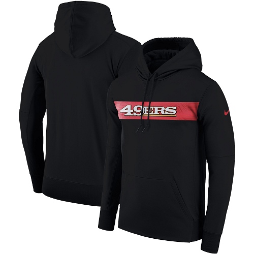 Men's San Francisco 49ers Nike Black Sideline Team Performance Pullover Hoodie