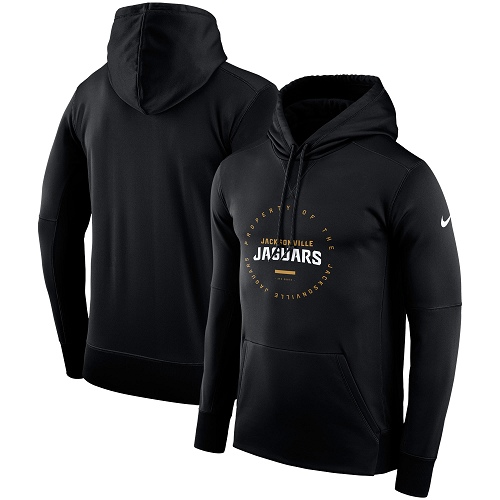 Men's Jacksonville Jaguars Nike Black Sideline Property Of Wordmark Logo Performance Pullover Hoodie