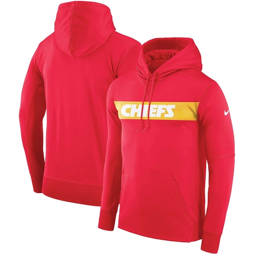 Men's Kansas City Chiefs Nike Red Sideline Team Performance Pullover Hoodie