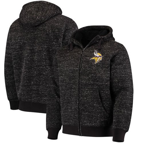 Men's Minnesota Vikings G-III Sports by Carl Banks Discovery Sherpa Heathered Black Full-Zip Jacket