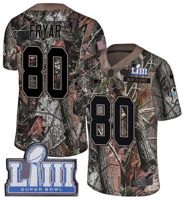 #80 Limited Irving Fryar Camo Nike NFL Youth Jersey New England Patriots Rush Realtree Super Bowl LIII Bound