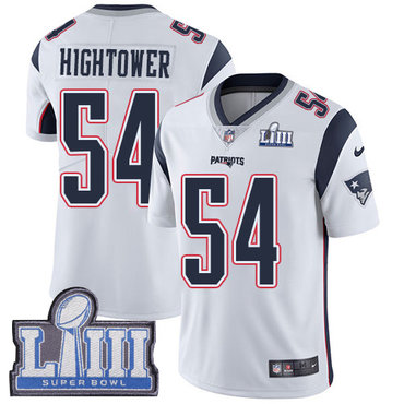 #54 Limited Dont'a Hightower White Nike NFL Road Youth Jersey New England Patriots Vapor Untouchable Super Bowl LIII Bound