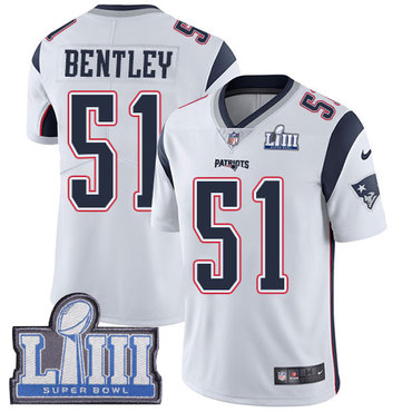 #51 Limited Ja'Whaun Bentley White Nike NFL Road Youth Jersey New England Patriots Vapor Untouchable Super Bowl LIII Bound