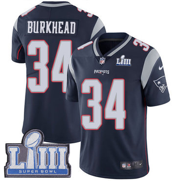 #34 Limited Rex Burkhead Navy Blue Nike NFL Home Youth Jersey New England Patriots Vapor Untouchable Super Bowl LIII Bound