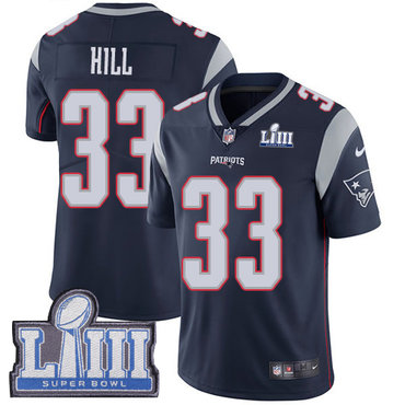 #33 Limited Jeremy Hill Navy Blue Nike NFL Home Youth Jersey New England Patriots Vapor Untouchable Super Bowl LIII Bound