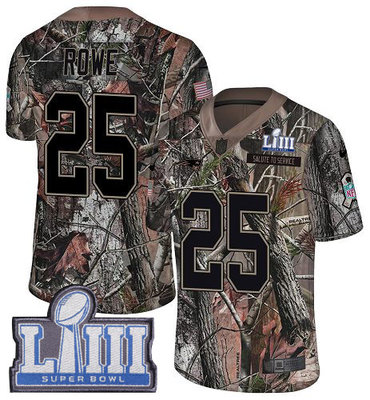 #25 Limited Eric Rowe Camo Nike NFL Youth Jersey New England Patriots Rush Realtree Super Bowl LIII Bound