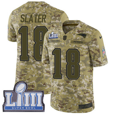 Youth New England Patriots #18 Matthew Slater Camo Nike NFL 2018 Salute to Service Super Bowl LIII Bound Limited Jersey