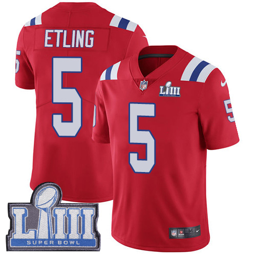 Youth New England Patriots #5 Danny Etling Red Nike NFL Alternate Vapor Untouchable Super Bowl LIII Bound Limited Jersey