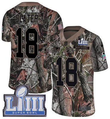 #18 Limited Matthew Slater Camo Nike NFL Youth Jersey New England Patriots Rush Realtree Super Bowl LIII Bound