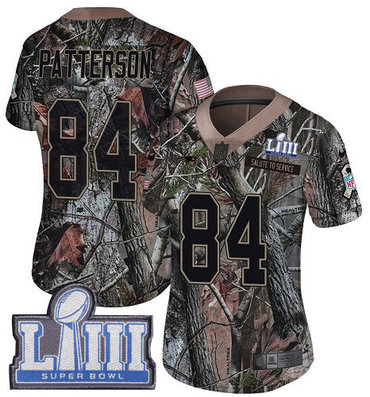 #84 Limited Cordarrelle Patterson Camo Nike NFL Women's Jersey New England Patriots Rush Realtree Super Bowl LIII Bound