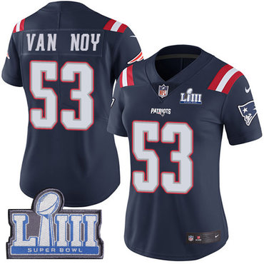 #53 Limited Kyle Van Noy Navy Blue Nike NFL Women's Jersey New England Patriots Rush Vapor Untouchable Super Bowl LIII Bound