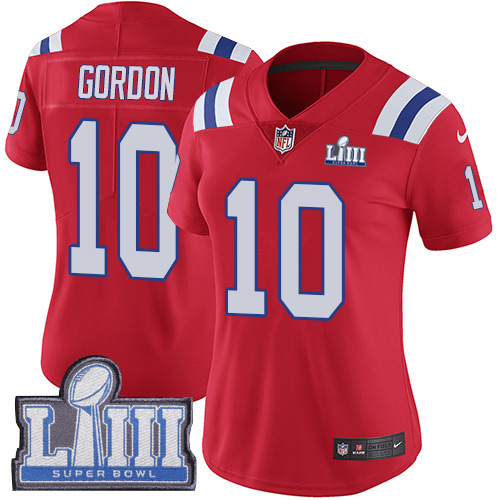 Women's New England Patriots #10 Josh Gordon Red Nike NFL Alternate Vapor Untouchable Super Bowl LIII Bound Limited Jersey