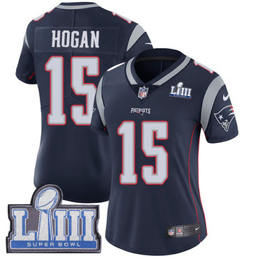 Women's New England Patriots #15 Chris Hogan Navy Blue Nike NFL Home Vapor Untouchable Super Bowl LIII Bound Limited Jersey