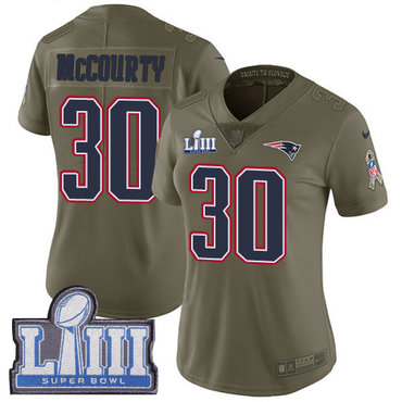 #30 Limited Jason McCourty Olive Nike NFL Women's Jersey New England Patriots 2017 Salute to Service Super Bowl LIII Bound