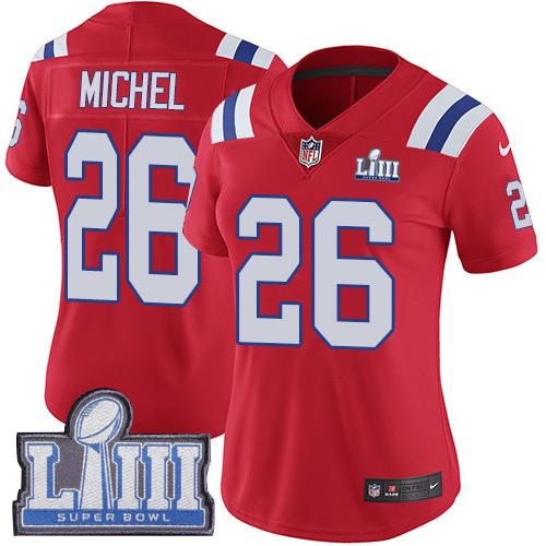 #26 Limited Sony Michel Red Nike NFL Alternate Women's Jersey New England Patriots Vapor Untouchable Super Bowl LIII Bound