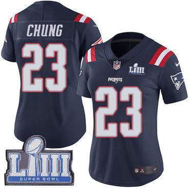 #23 Limited Patrick Chung Navy Blue Nike NFL Women's Jersey New England Patriots Rush Vapor Untouchable Super Bowl LIII Bound