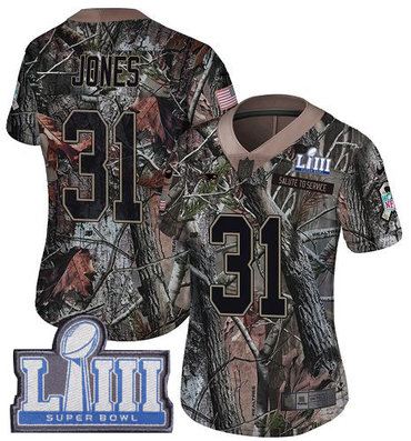 #31 Limited Jonathan Jones Camo Nike NFL Women's Jersey New England Patriots Rush Realtree Super Bowl LIII Bound