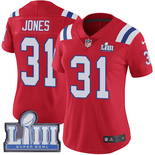 #31 Limited Jonathan Jones Red Nike NFL Alternate Women's Jersey New England Patriots Vapor Untouchable Super Bowl LIII Bound