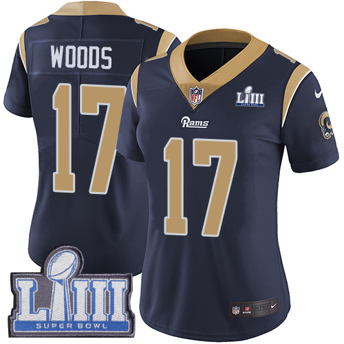 #17 Limited Robert Woods Navy Blue Nike NFL Home Women's Jersey Los Angeles Rams Vapor Untouchable Super Bowl LIII Bound