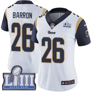 #26 Limited Mark Barron White Nike NFL Road Women's Jersey Los Angeles Rams Vapor Untouchable Super Bowl LIII Bound