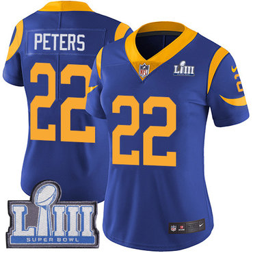 #22 Limited Marcus Peters Royal Blue Nike NFL Alternate Women's Jersey Los Angeles Rams Vapor Untouchable Super Bowl LIII Bound