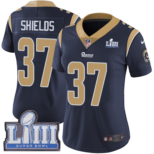 #37 Limited Sam Shields Navy Blue Nike NFL Home Women's Jersey Los Angeles Rams Vapor Untouchable Super Bowl LIII Bound