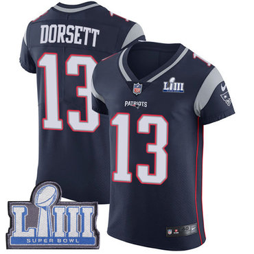 Men's New England Patriots #13 Phillip Dorsett Navy Blue Nike NFL Home Vapor Untouchable Super Bowl LIII Bound Elite Jersey