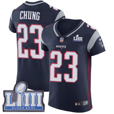 Men's New England Patriots #23 Patrick Chung Navy Blue Nike NFL Home Vapor Untouchable Super Bowl LIII Bound Elite Jersey