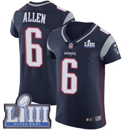 #6 Elite Ryan Allen Navy Blue Nike NFL Home Men's Jersey New England Patriots Vapor Untouchable Super Bowl LIII Bound