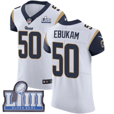 #50 Elite Samson Ebukam White Nike NFL Road Men's Jersey Los Angeles Rams Vapor Untouchable Super Bowl LIII Bound