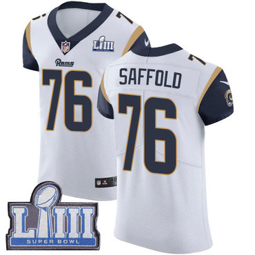 #76 Elite Rodger Saffold White Nike NFL Road Men's Jersey Los Angeles Rams Vapor Untouchable Super Bowl LIII Bound