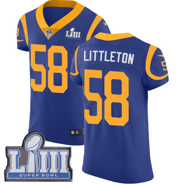 #58 Elite Cory Littleton Royal Blue Nike NFL Alternate Men's Jersey Los Angeles Rams Vapor Untouchable Super Bowl LIII Bound