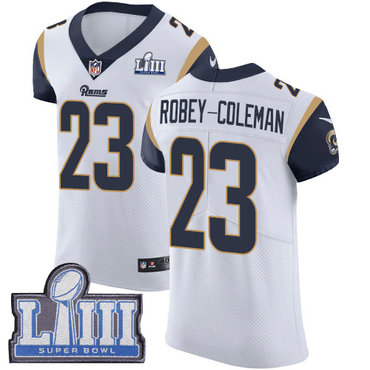 Men's Los Angeles Rams #23 Nickell Robey-Coleman White Nike NFL Road Vapor Untouchable Super Bowl LIII Bound Elite Jersey