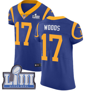 Men's Los Angeles Rams #17 Robert Woods Royal Blue Nike NFL Alternate  Vapor Untouchable Super Bowl LIII Bound Elite Jersey