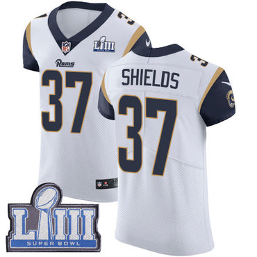 Men's Los Angeles Rams #37 Sam Shields White Nike NFL Road Vapor Untouchable Super Bowl LIII Bound Elite Jersey