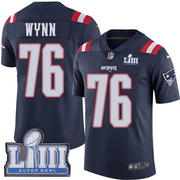 #76 Limited Isaiah Wynn Navy Blue Nike NFL Men's Jersey New England Patriots Rush Vapor Untouchable Super Bowl LIII Bound