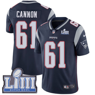 #61 Limited Marcus Cannon Navy Blue Nike NFL Home Men's Jersey New England Patriots Vapor Untouchable Super Bowl LIII Bound