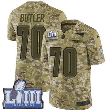 #70 Limited Adam Butler Camo Nike NFL Men's Jersey New England Patriots 2018 Salute to Service Super Bowl LIII Bound