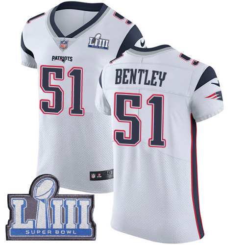 #51 Elite Ja'Whaun Bentley White Nike NFL Road Men's Jersey New England Patriots Vapor Untouchable Super Bowl LIII Bound