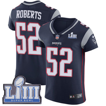 #52 Elite Elandon Roberts Navy Blue Nike NFL Home Men's Jersey New England Patriots Vapor Untouchable Super Bowl LIII Bound